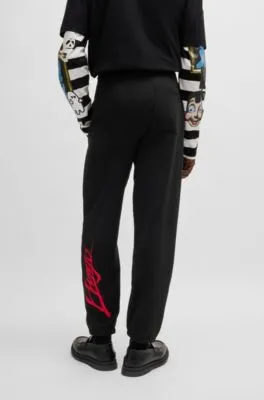 Cotton-terry tracksuit bottoms with double logo