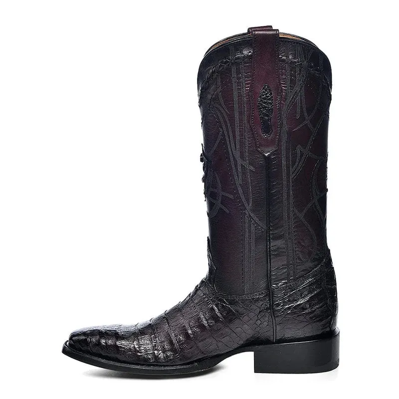 CUADRA Men's Boot Leather Caiman Belly Laser & Embroidery & Woven French Toe CU845