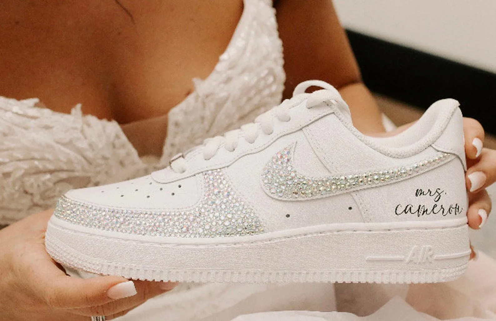 Custom Air Force 1 Diamond Customized Name Wedding Shoes