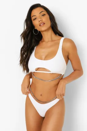 Cut Out Chain Detail Bikini Top