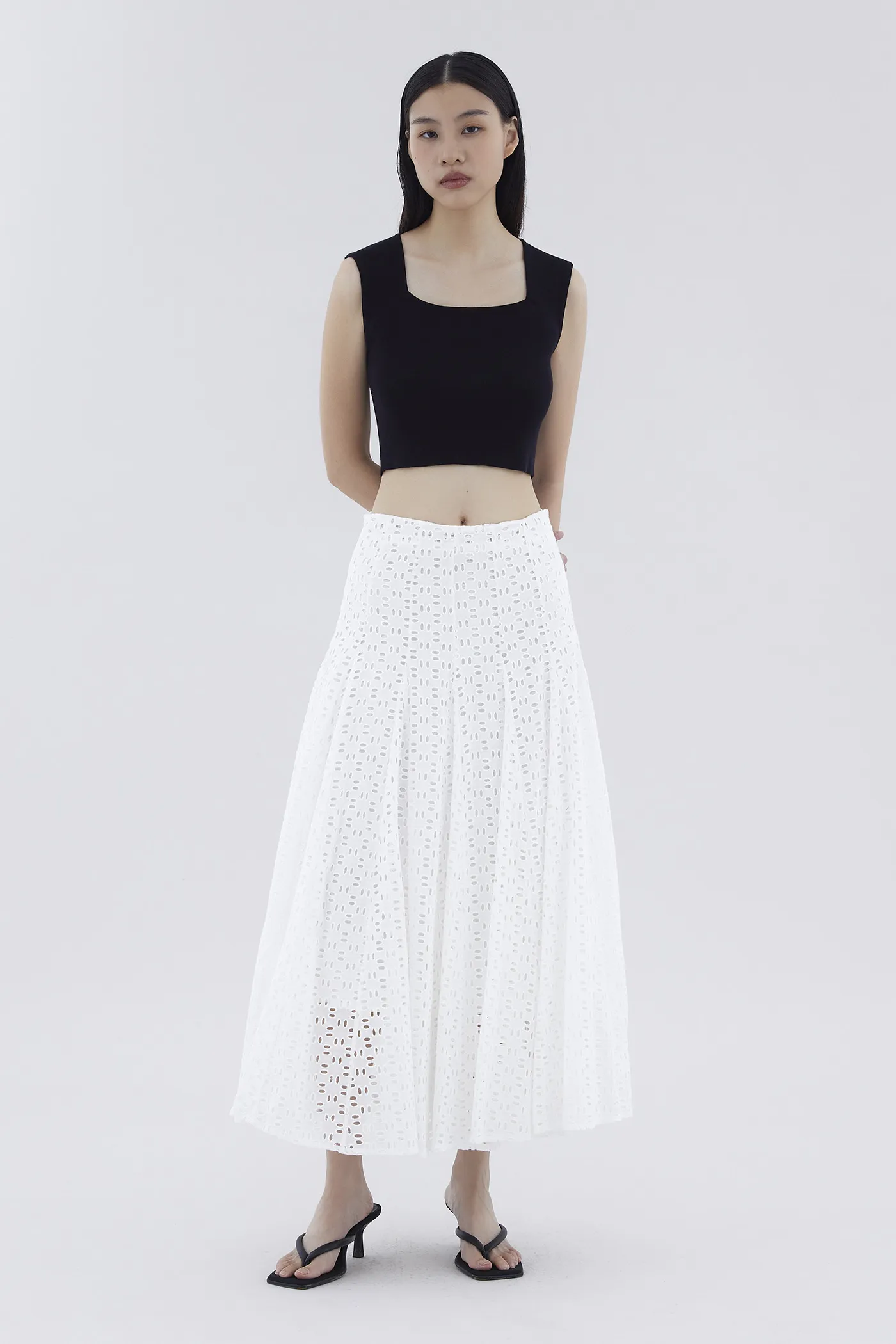 Delyne Broderie Fluted Skirt