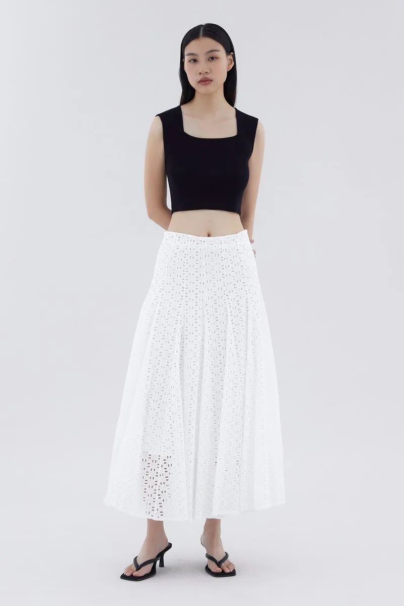 Delyne Broderie Fluted Skirt