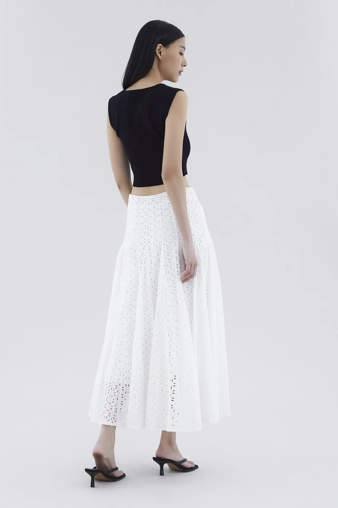 Delyne Broderie Fluted Skirt