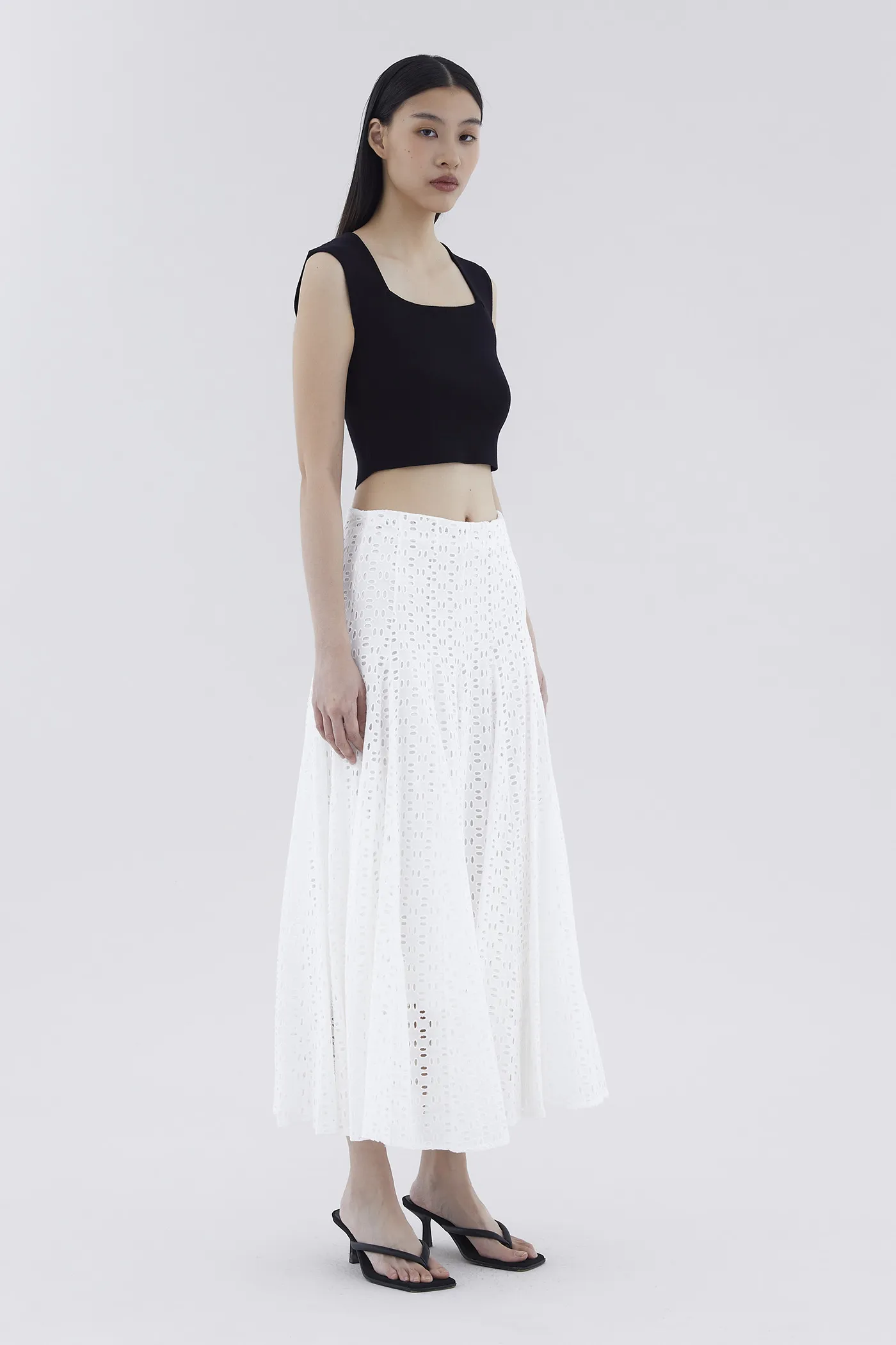 Delyne Broderie Fluted Skirt