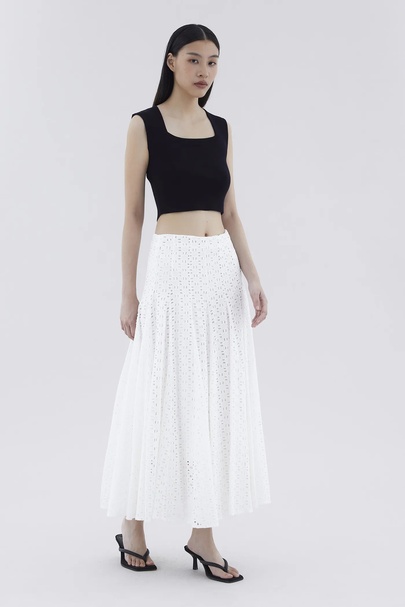 Delyne Broderie Fluted Skirt