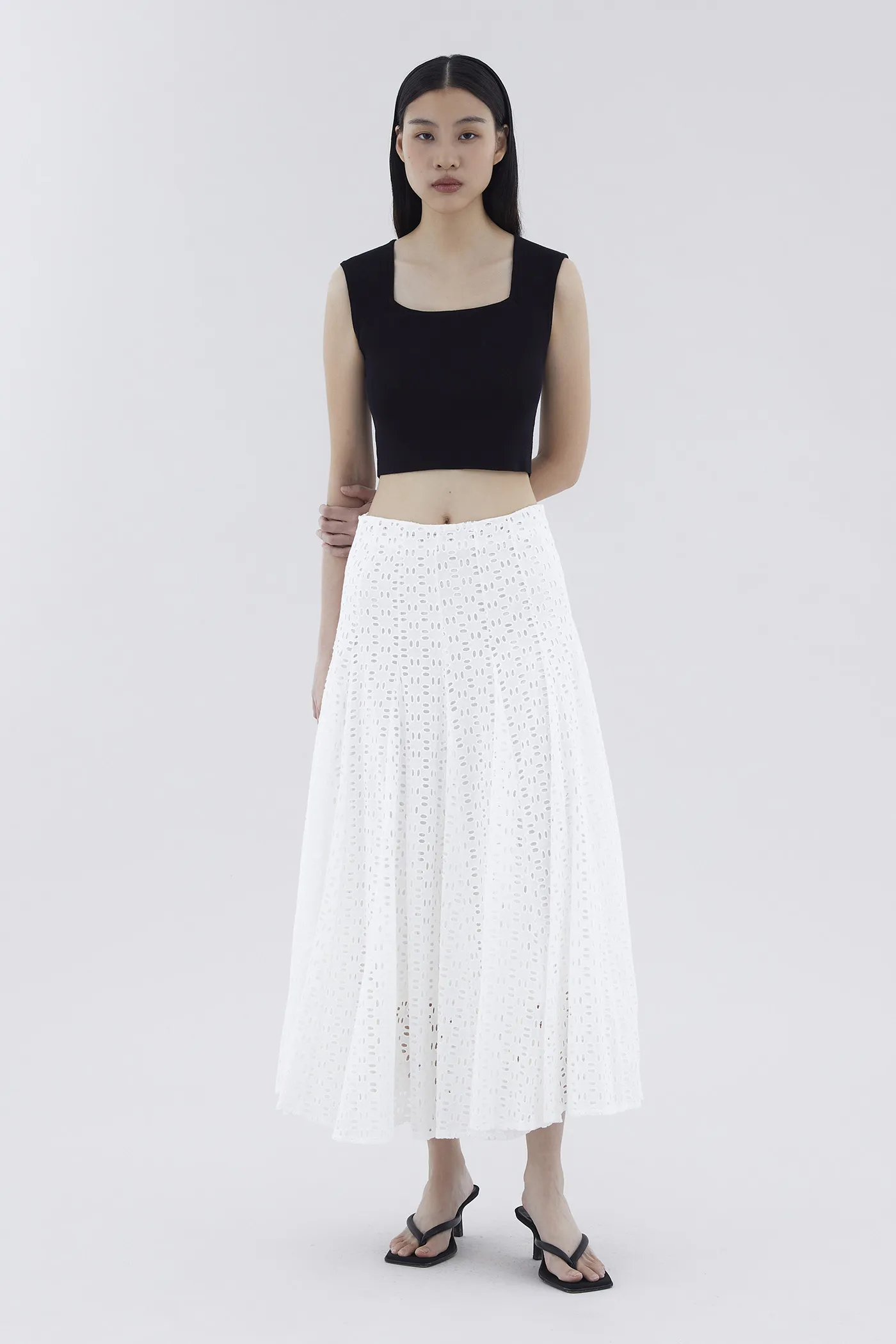 Delyne Broderie Fluted Skirt