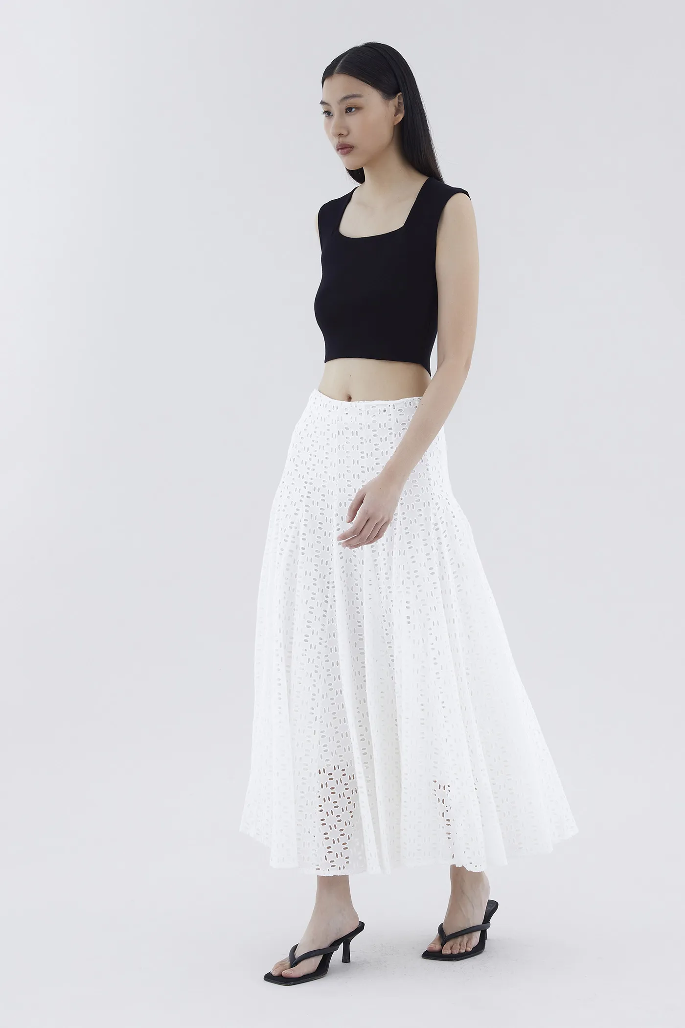 Delyne Broderie Fluted Skirt