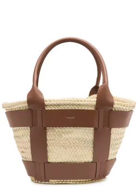 DEMELLIER Santorini leather and raffia basket bag  -                         -                     -                