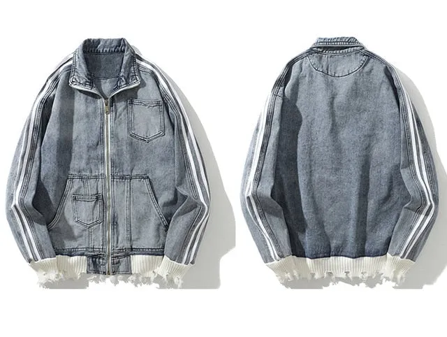 Denim Tracksuit with Slight Distress