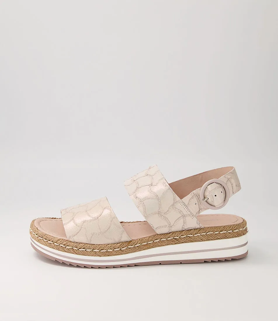 DJANGO & JULIETTE Atha Large Fit Nude Frill Leather Sandals