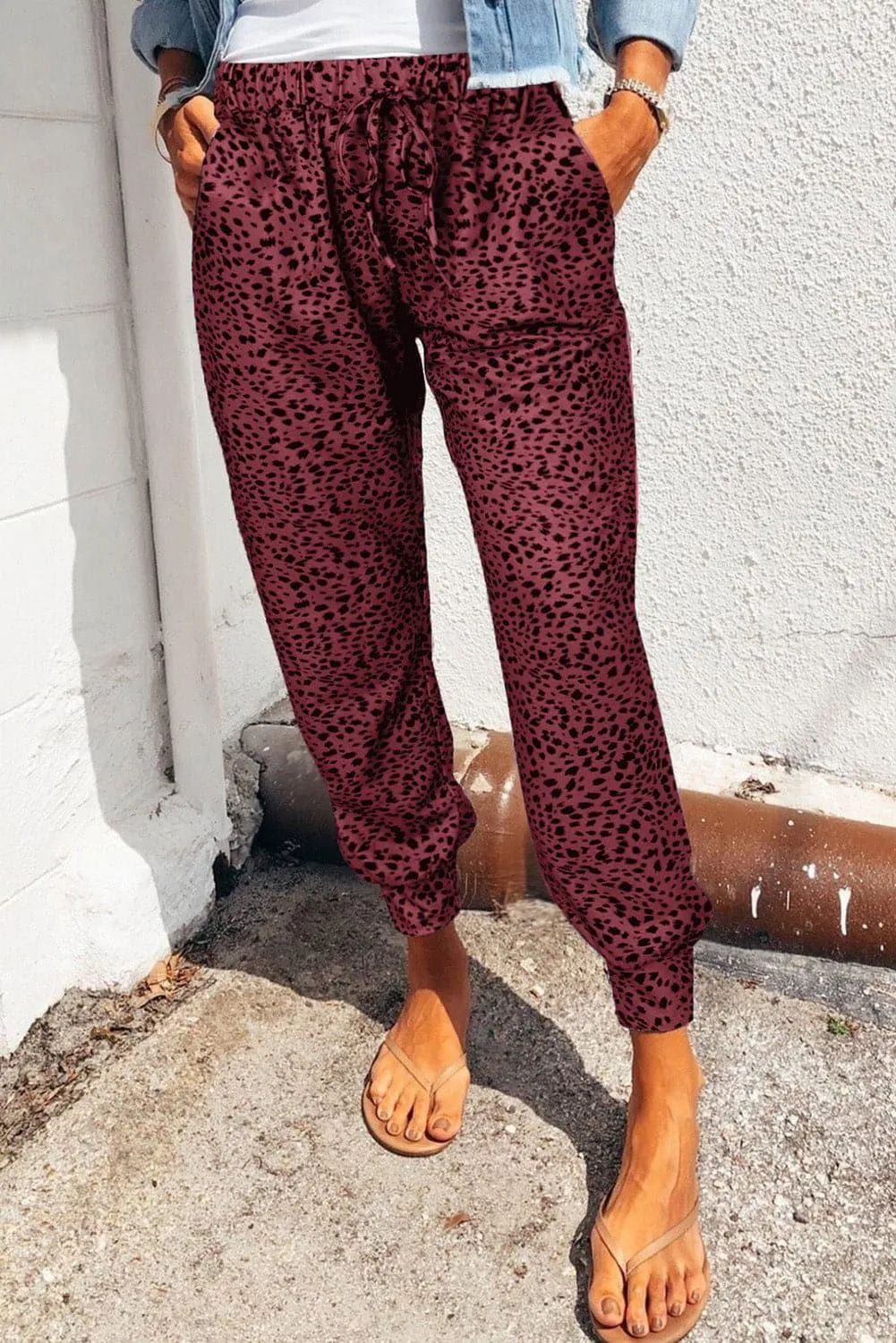 Double Take Leopard Print Joggers with Pockets, 5 Colors