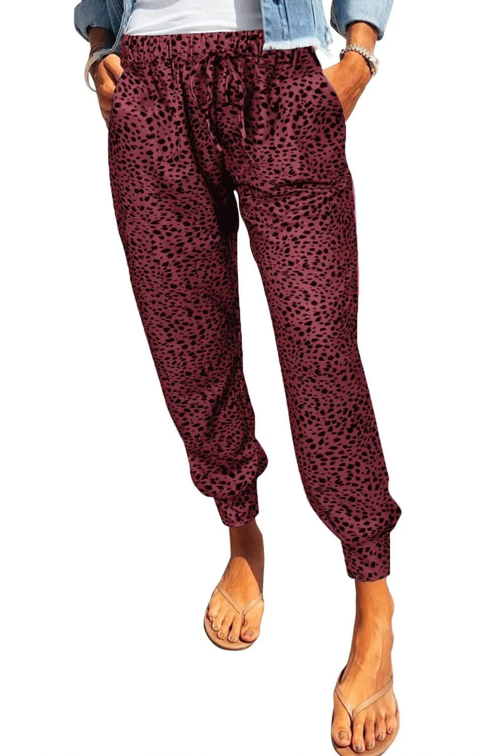 Double Take Leopard Print Joggers with Pockets, 5 Colors