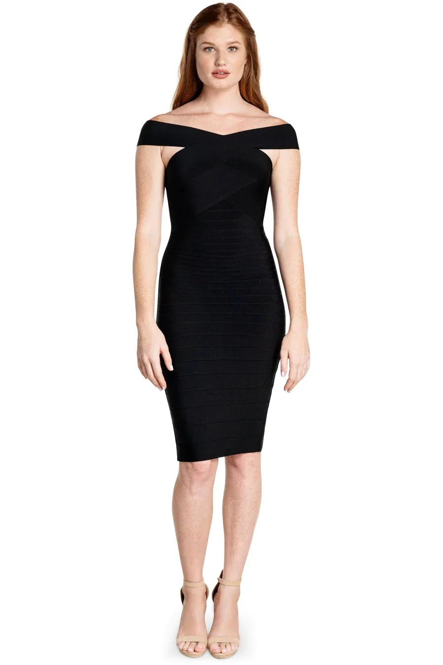 Dress The Population    Maia Bateau-Neckline Dress Black