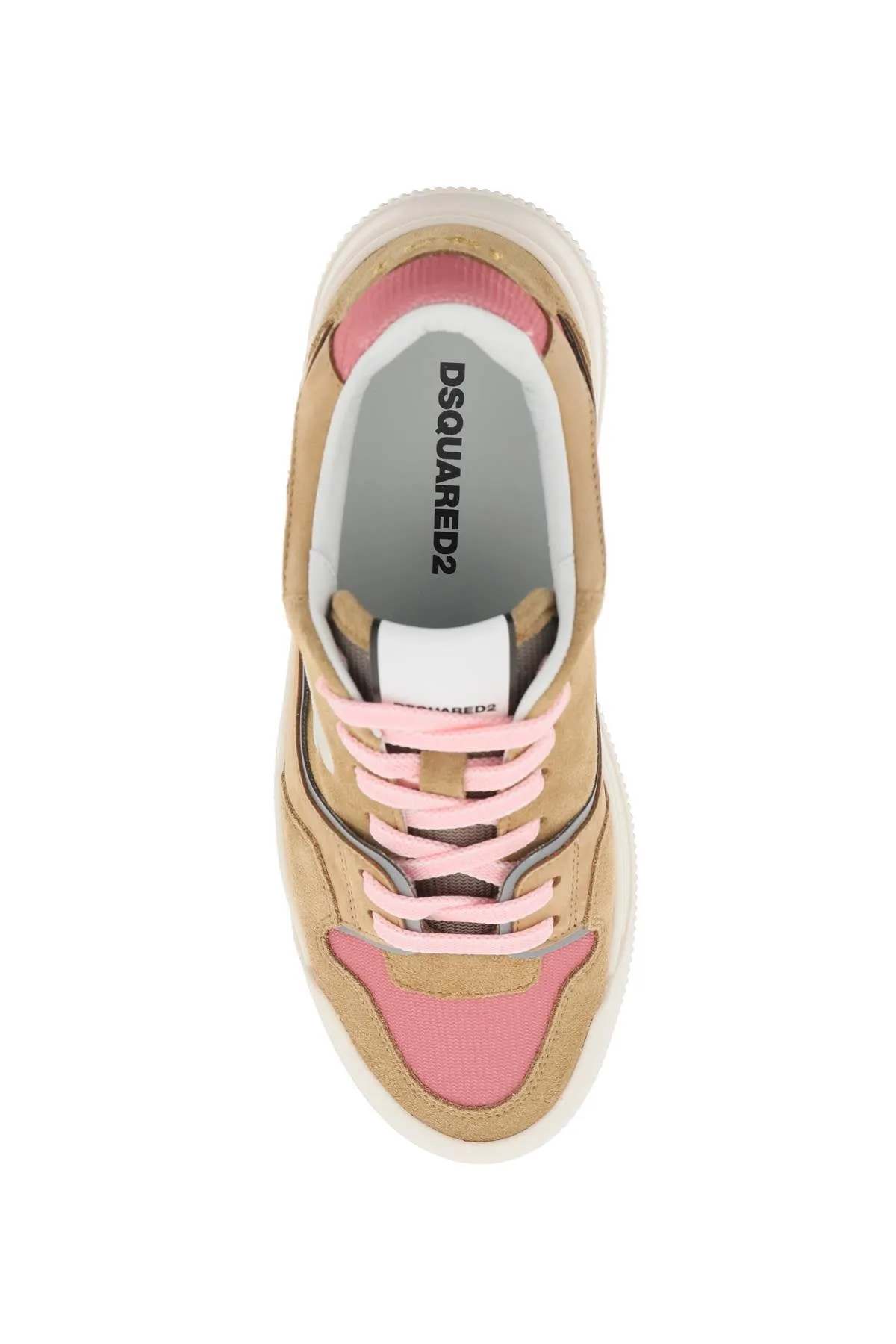 Dsquared2 suede new jersey sneakers in leather SNW0259 01607282 TOBACCO ROSE