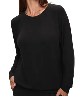 Eberjey Women Cozy Time Crewneck Pullover Black