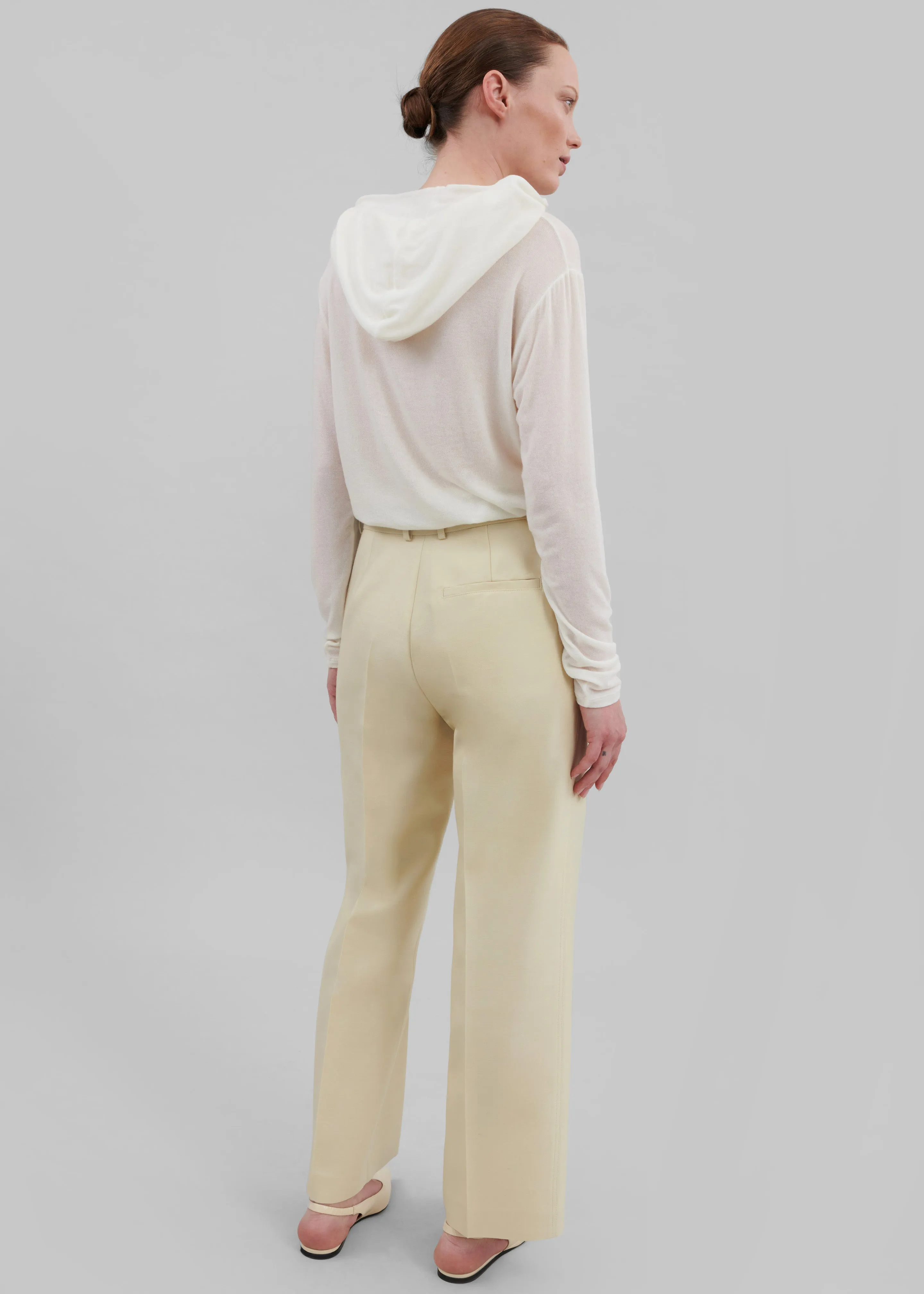 Emra Silk Trousers - Pale Yellow