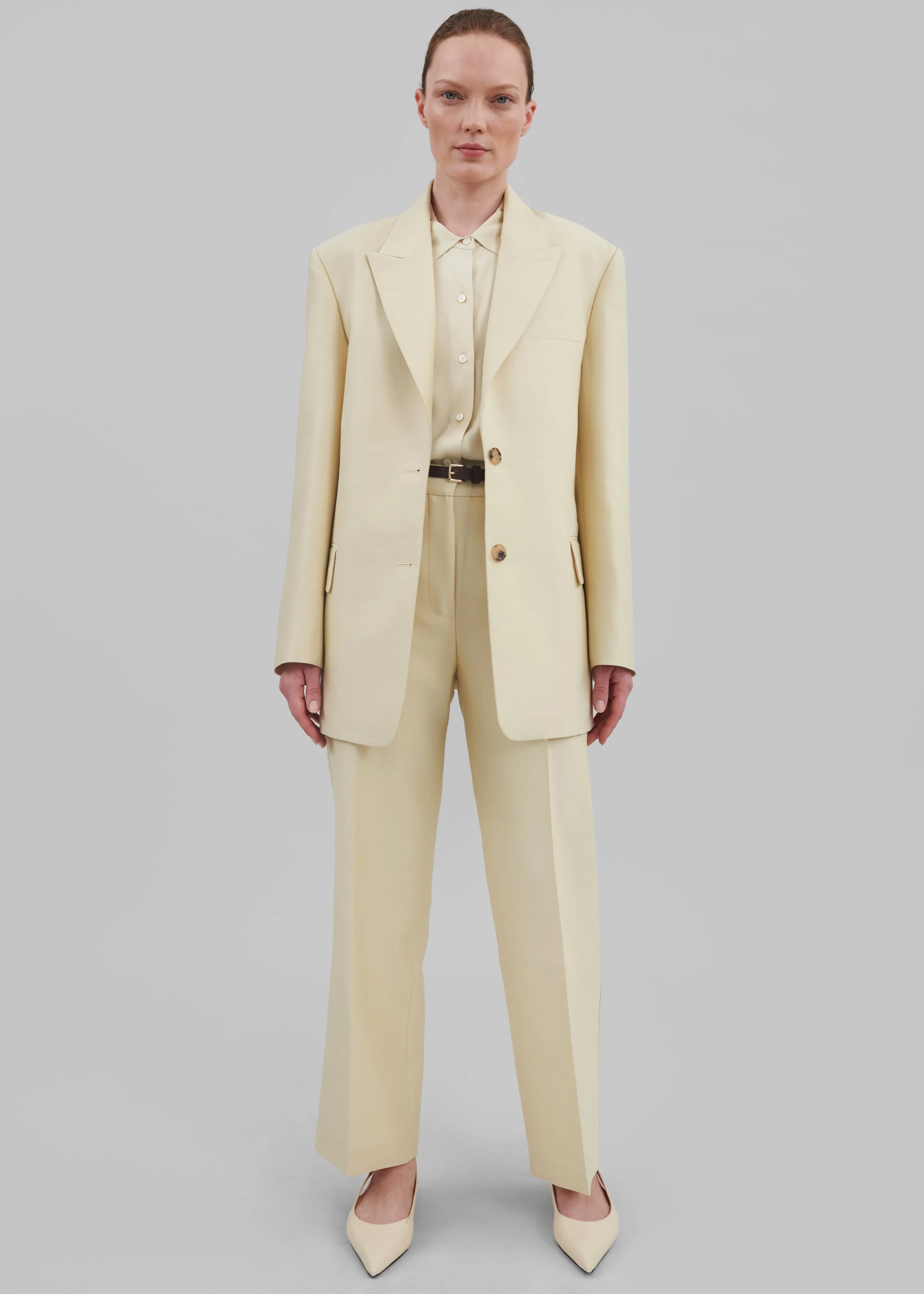 Emra Silk Trousers - Pale Yellow