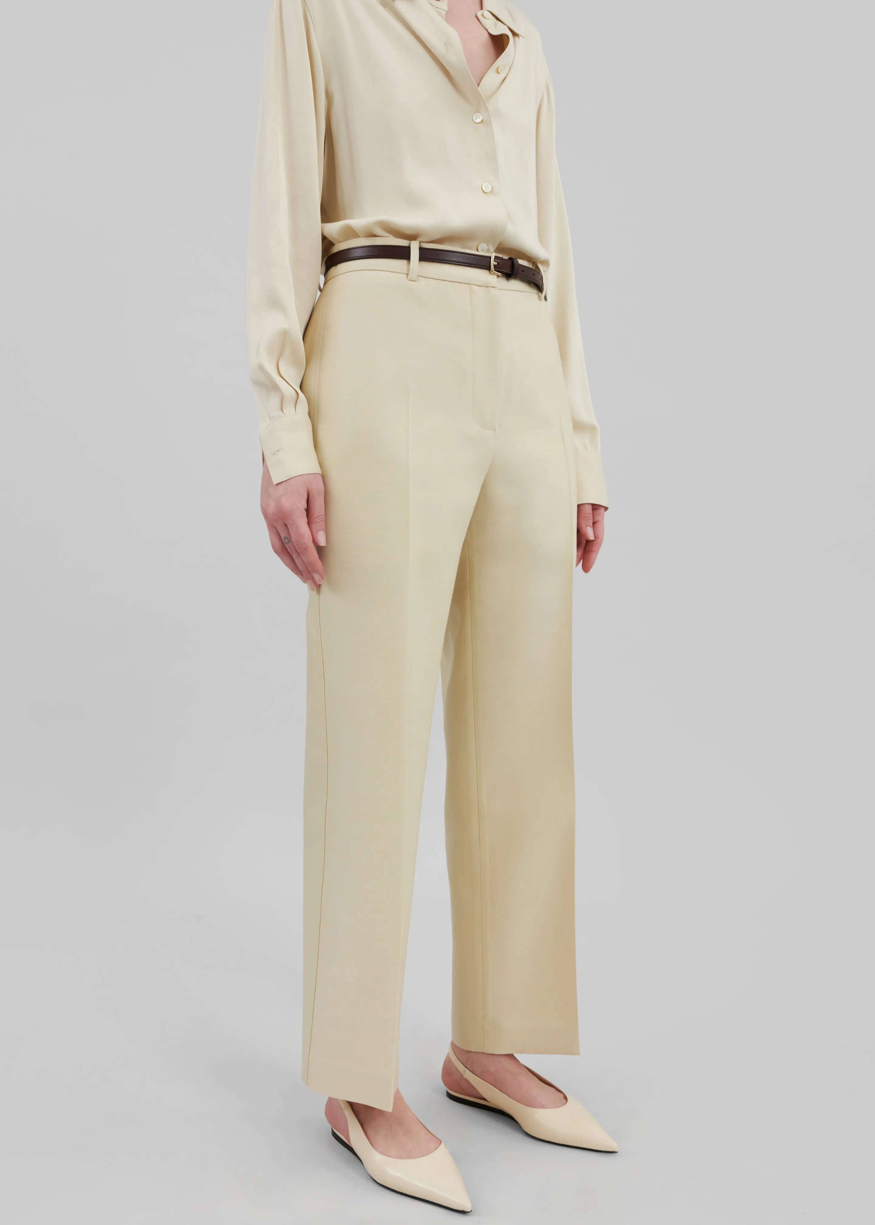 Emra Silk Trousers - Pale Yellow