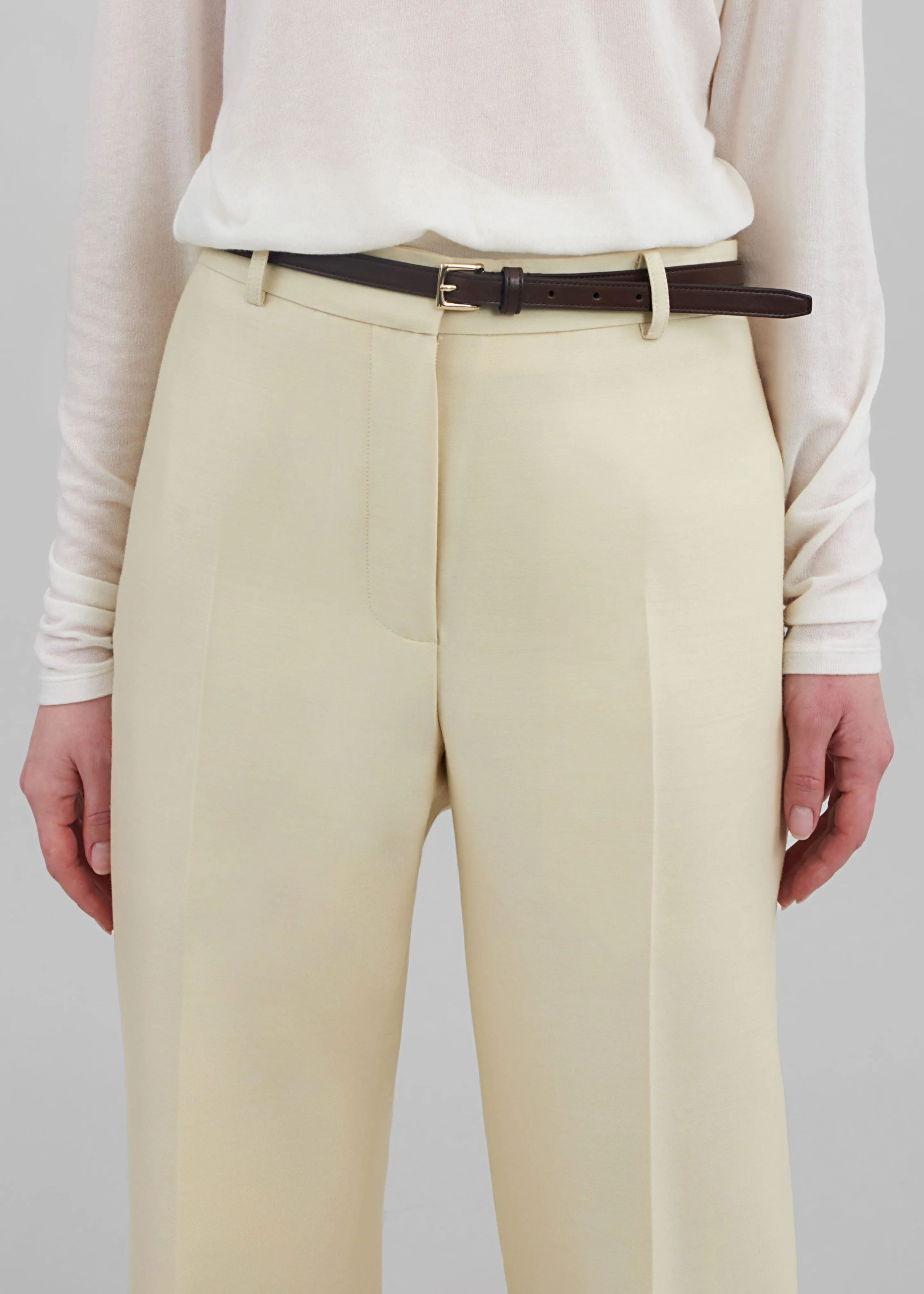 Emra Silk Trousers - Pale Yellow