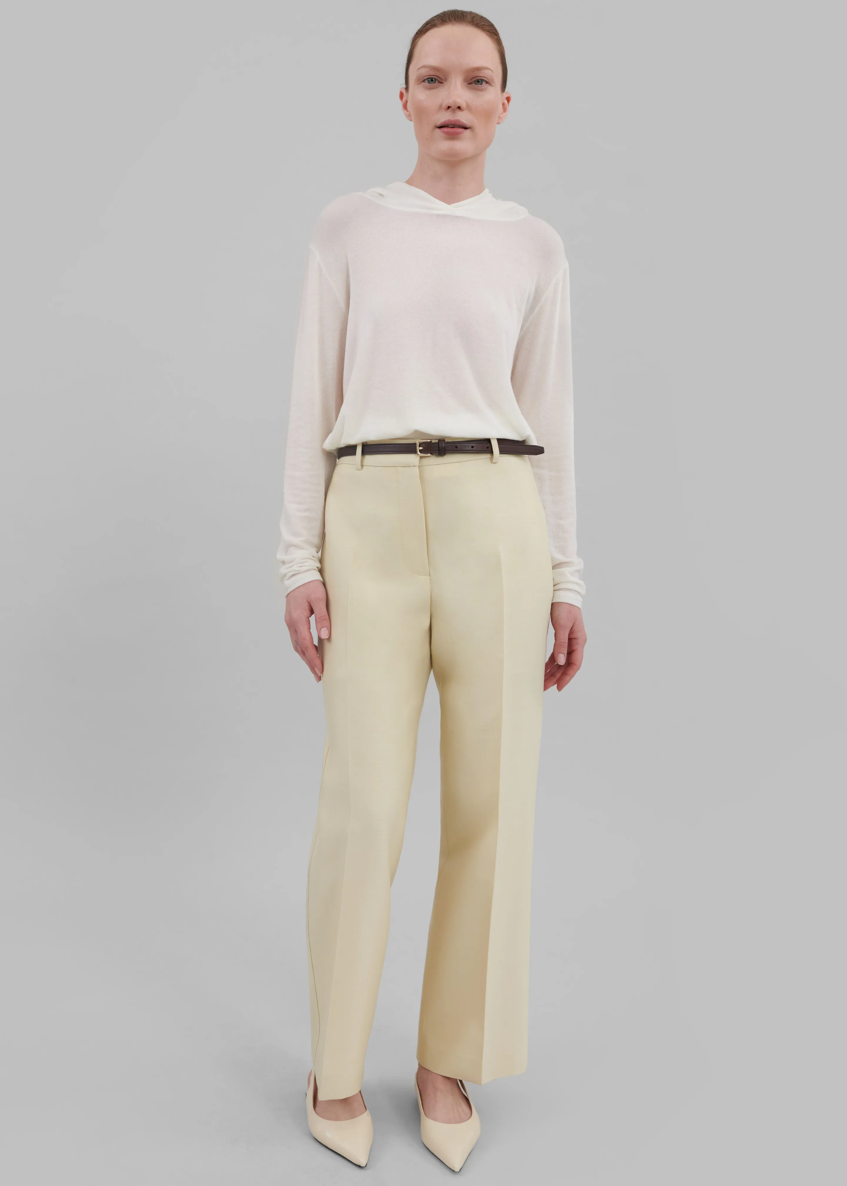 Emra Silk Trousers - Pale Yellow