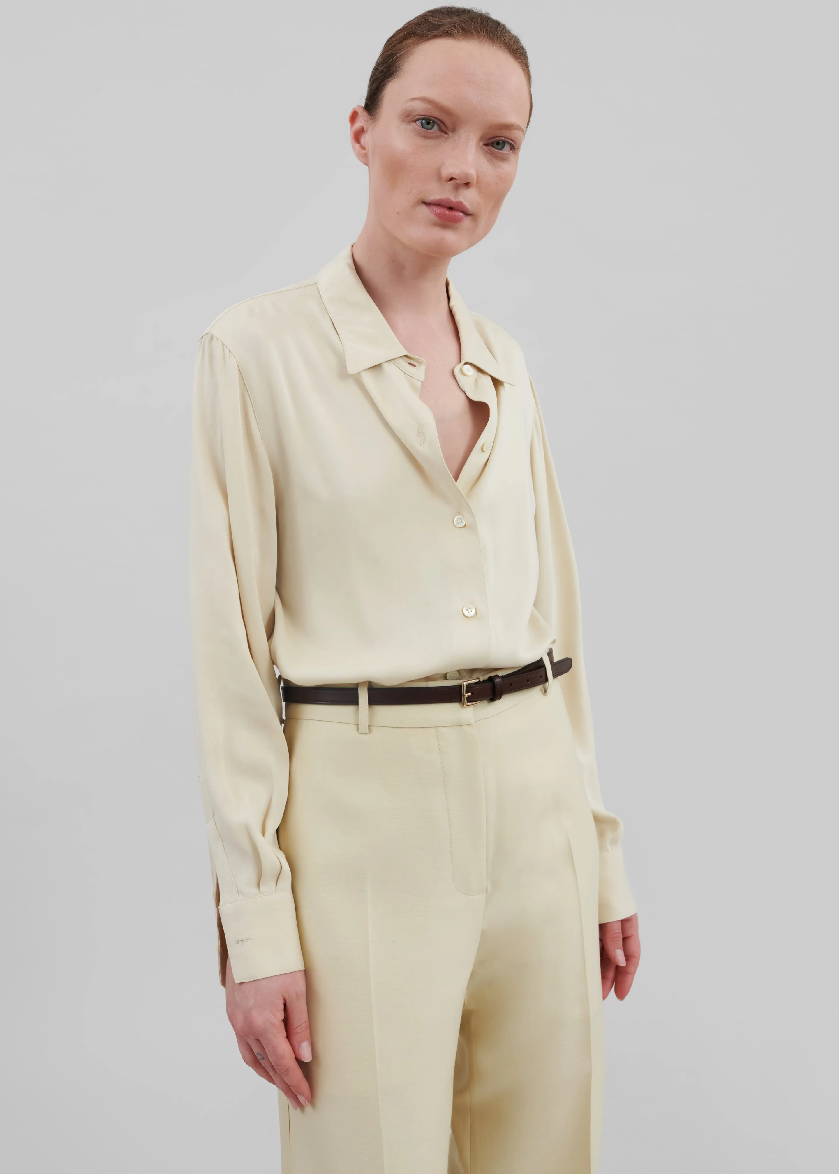 Emra Silk Trousers - Pale Yellow