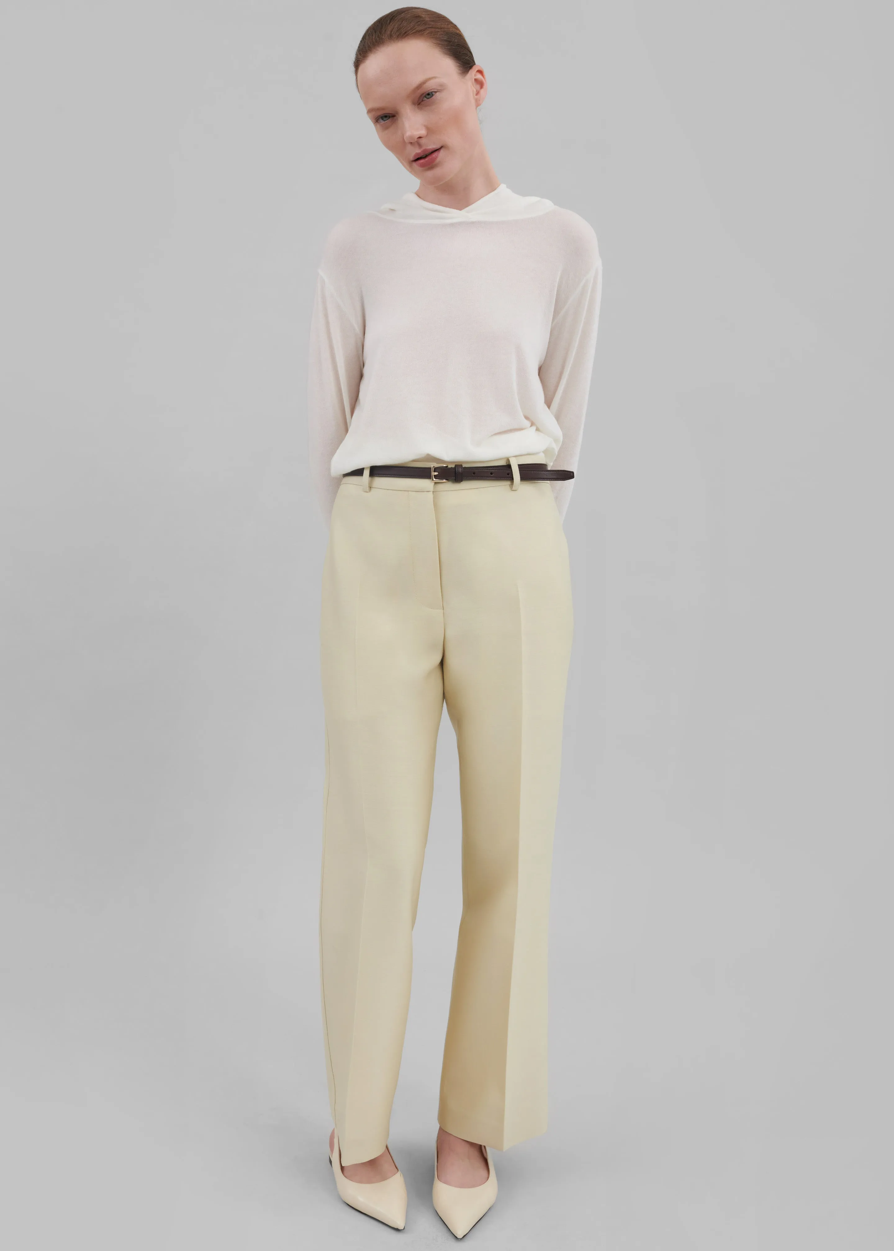 Emra Silk Trousers - Pale Yellow