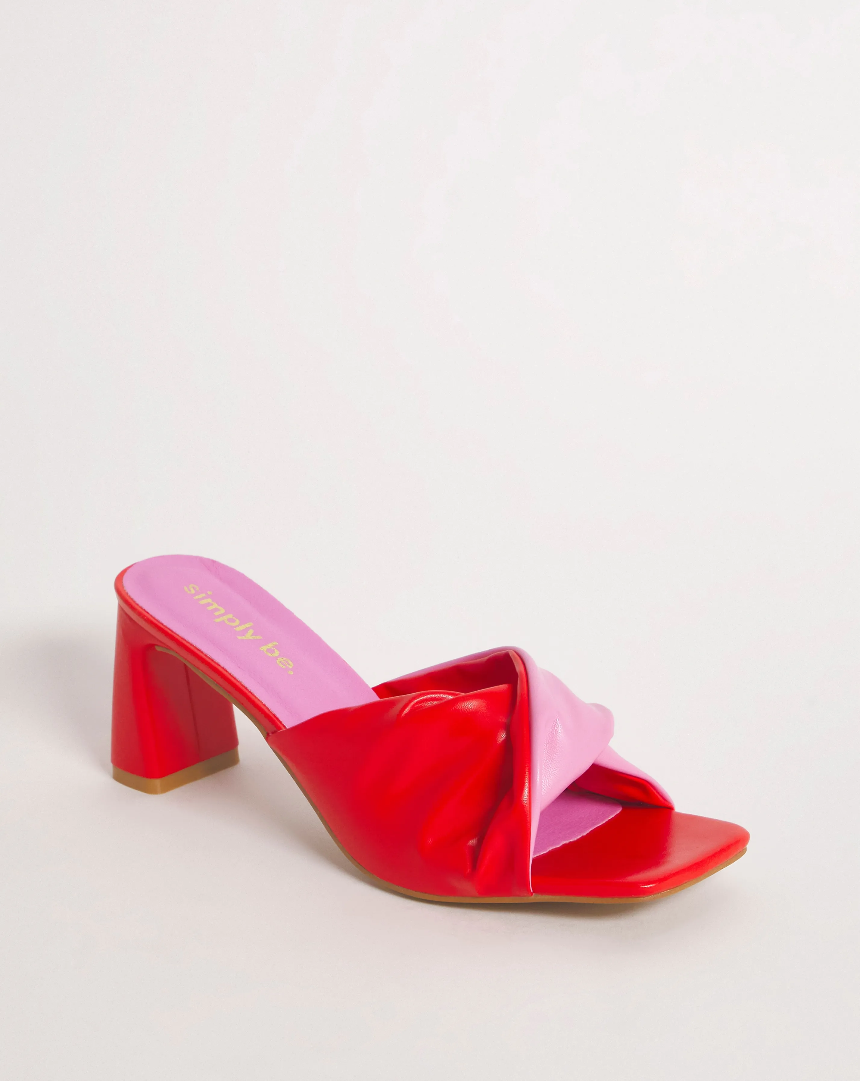 Enya Twist Heeled Mule Sandals Wide E Fit | Simply Be