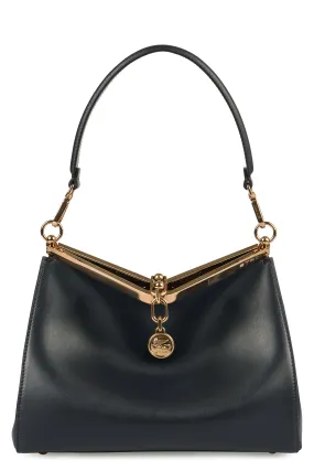 ETRO Luxurious Black Leather Mini Shoulder Bag - 28x21.5x11 cm