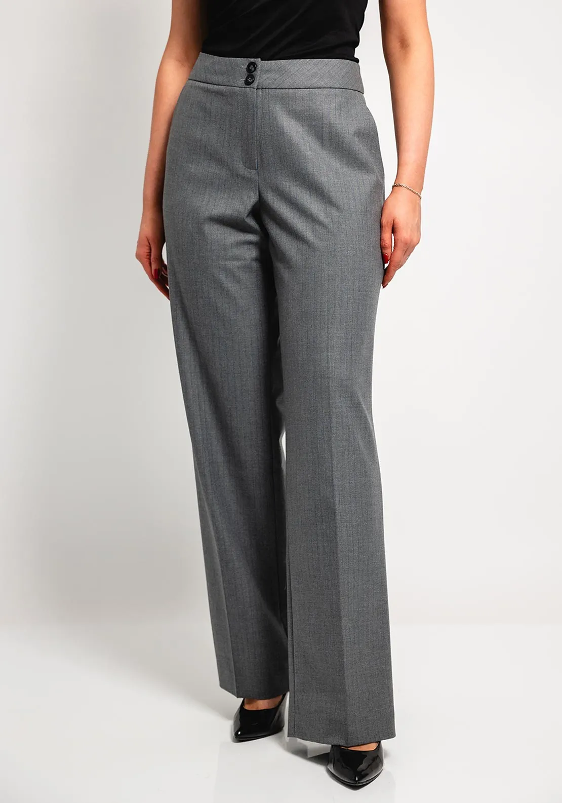 Eva Kayan Pinstripe Wide Leg Trousers, Grey