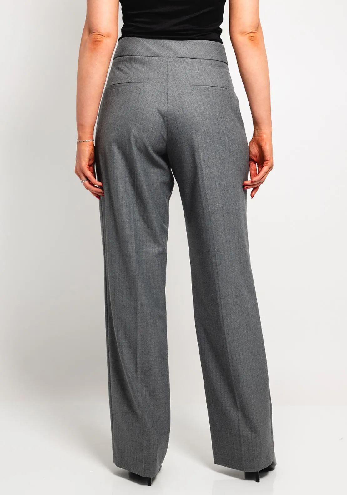 Eva Kayan Pinstripe Wide Leg Trousers, Grey