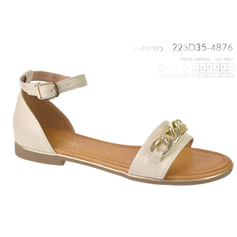 Evento Women's Sandals with Decoration 22SD35-4876 Beige