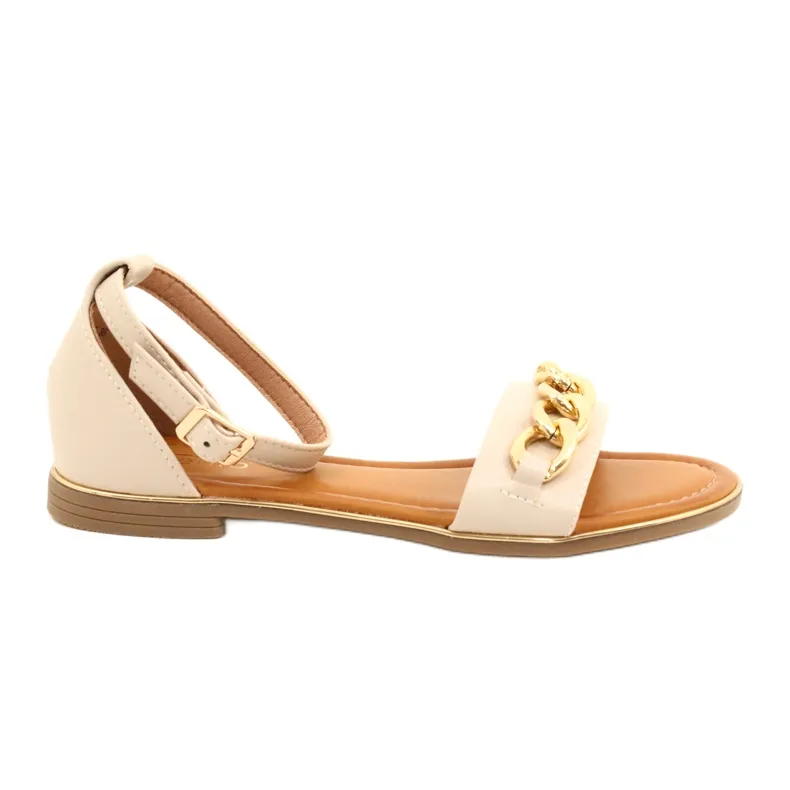 Evento Women's Sandals with Decoration 22SD35-4876 Beige