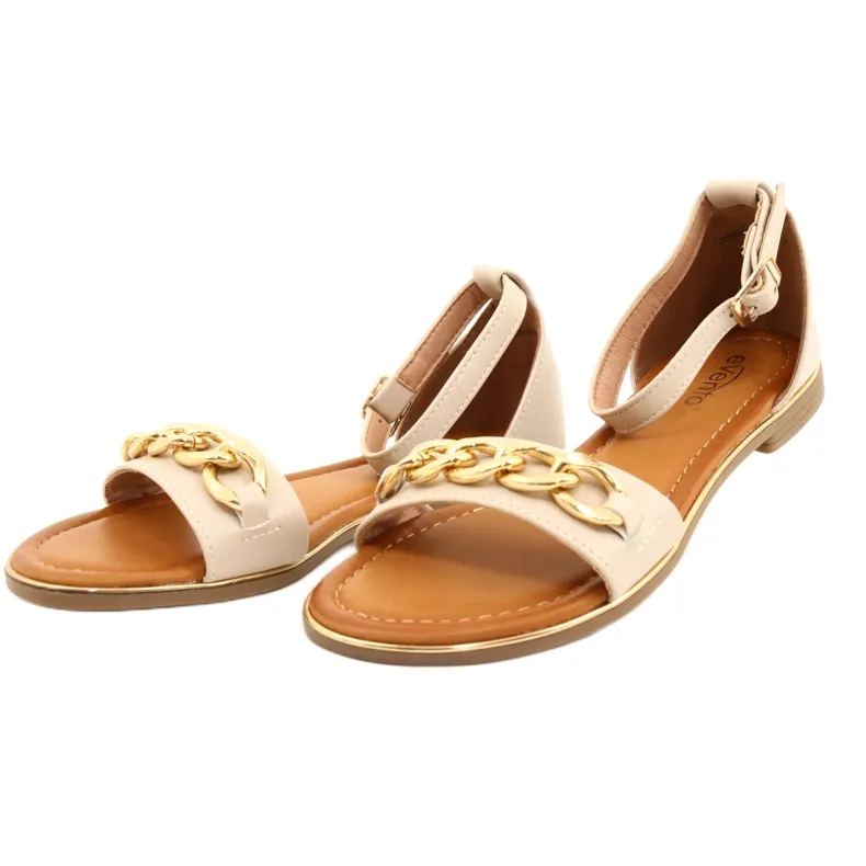 Evento Women's Sandals with Decoration 22SD35-4876 Beige