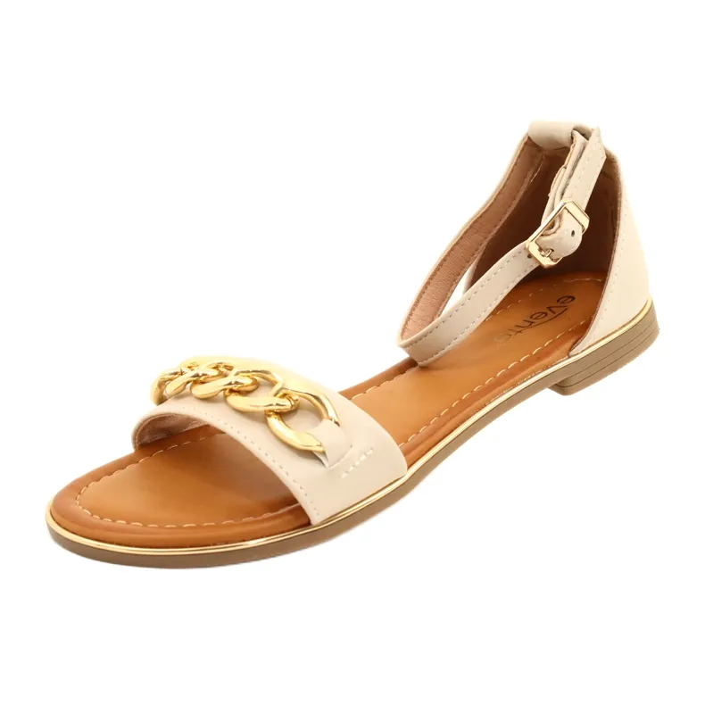 Evento Women's Sandals with Decoration 22SD35-4876 Beige