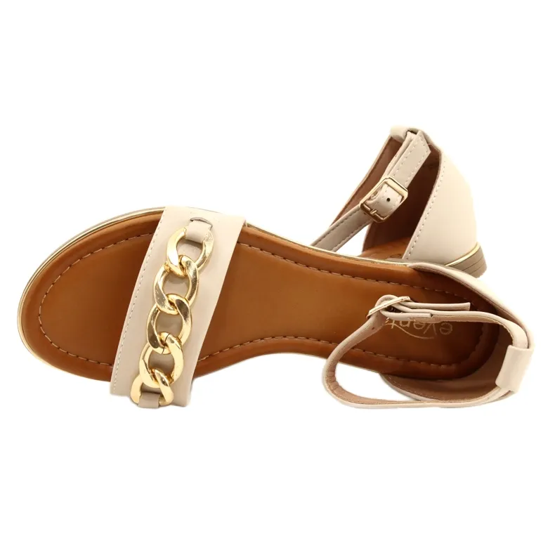 Evento Women's Sandals with Decoration 22SD35-4876 Beige