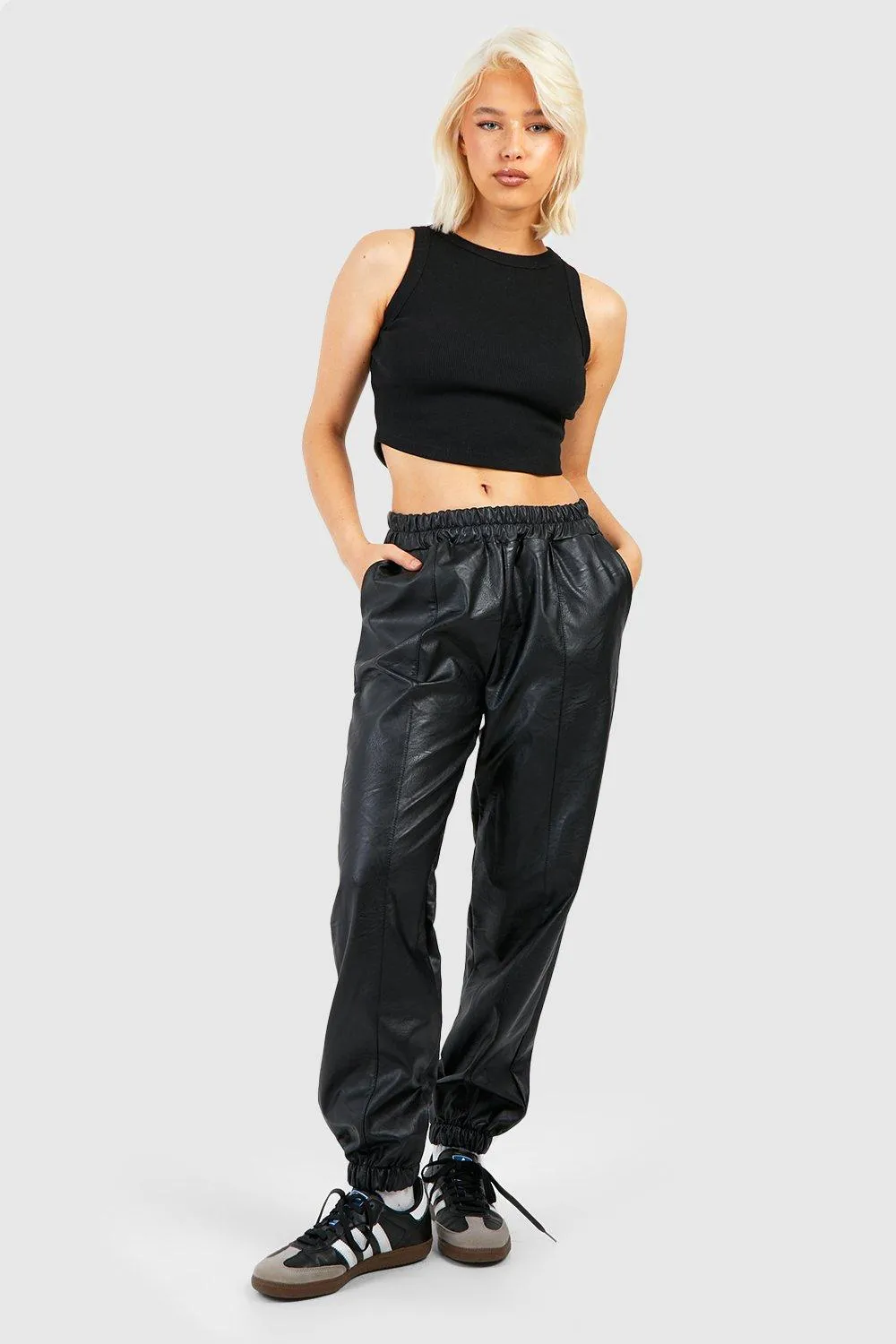 Faux Leather Boyfriend Joggers