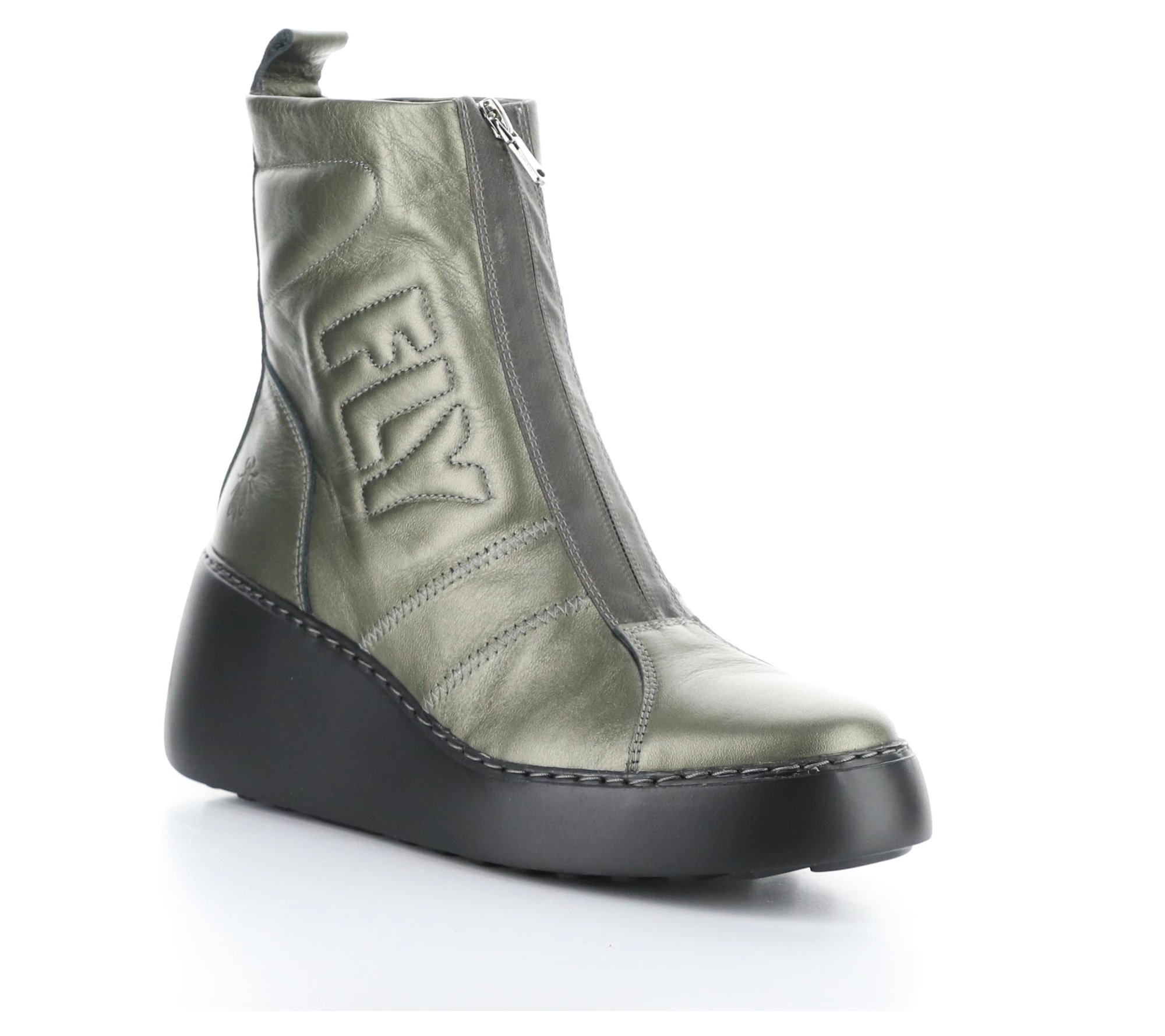 Fly London Metallic Leather Front Zip Boot- Drim