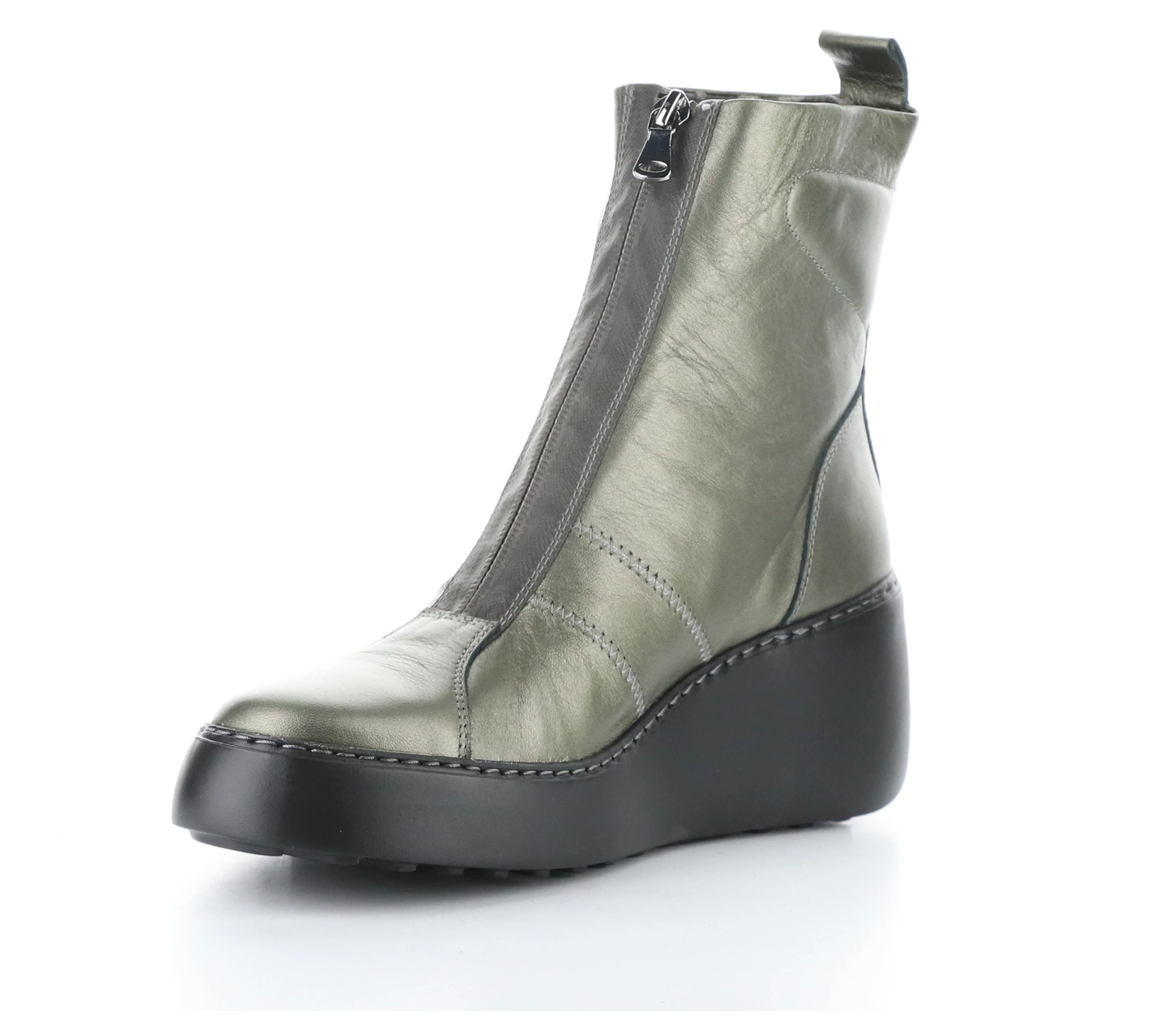 Fly London Metallic Leather Front Zip Boot- Drim