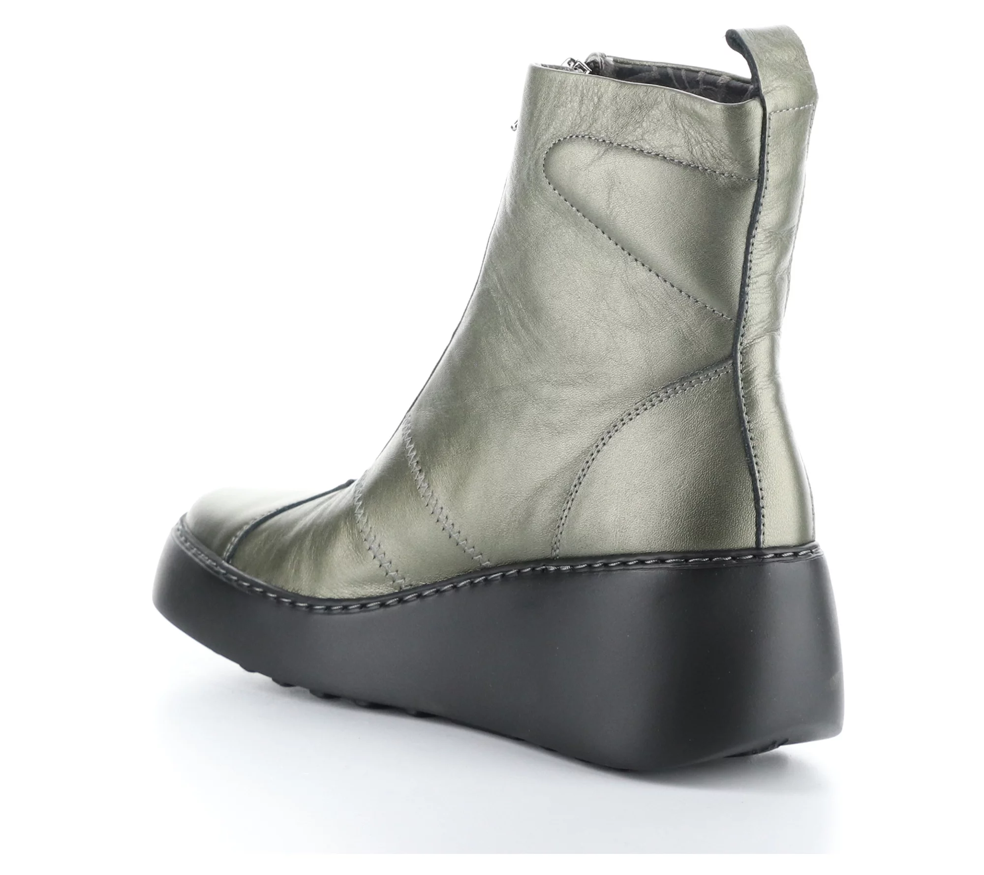 Fly London Metallic Leather Front Zip Boot- Drim