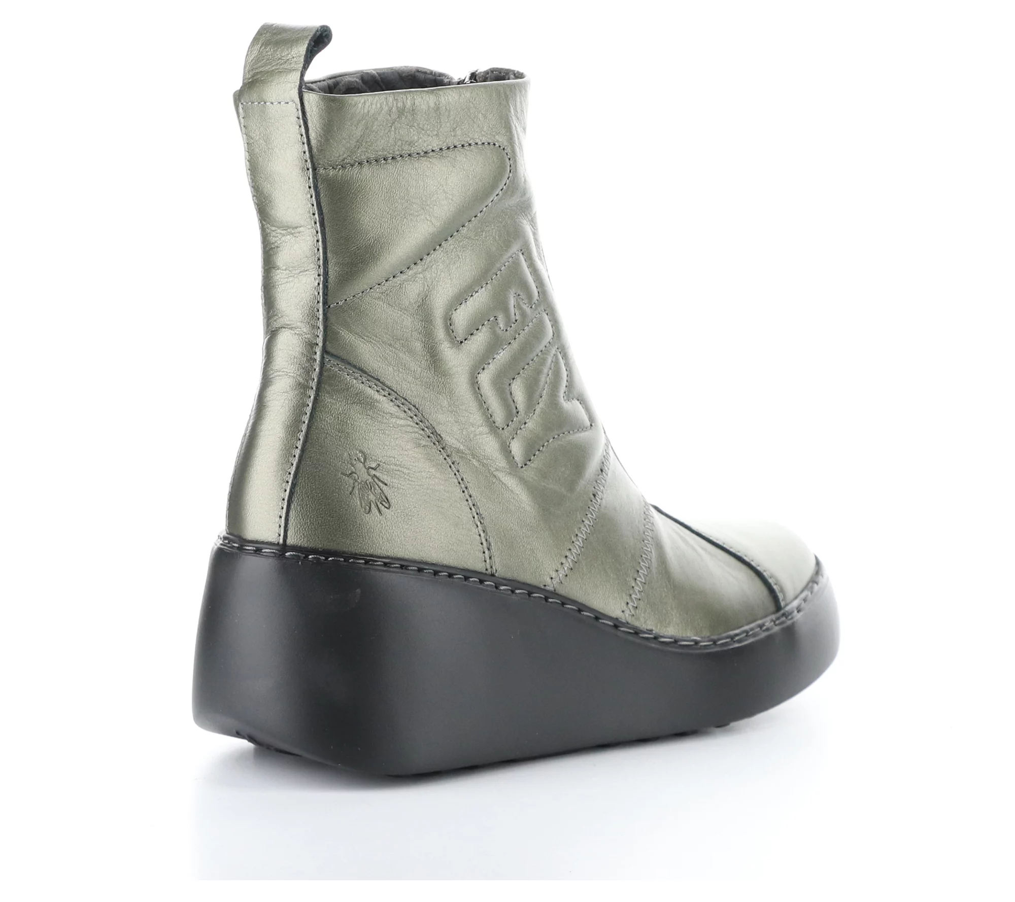 Fly London Metallic Leather Front Zip Boot- Drim