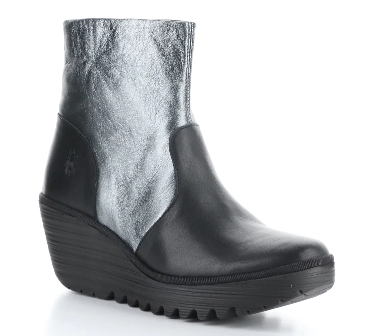 Fly London Metallic Leather Wedge Side-Zip Boot- Yuxi