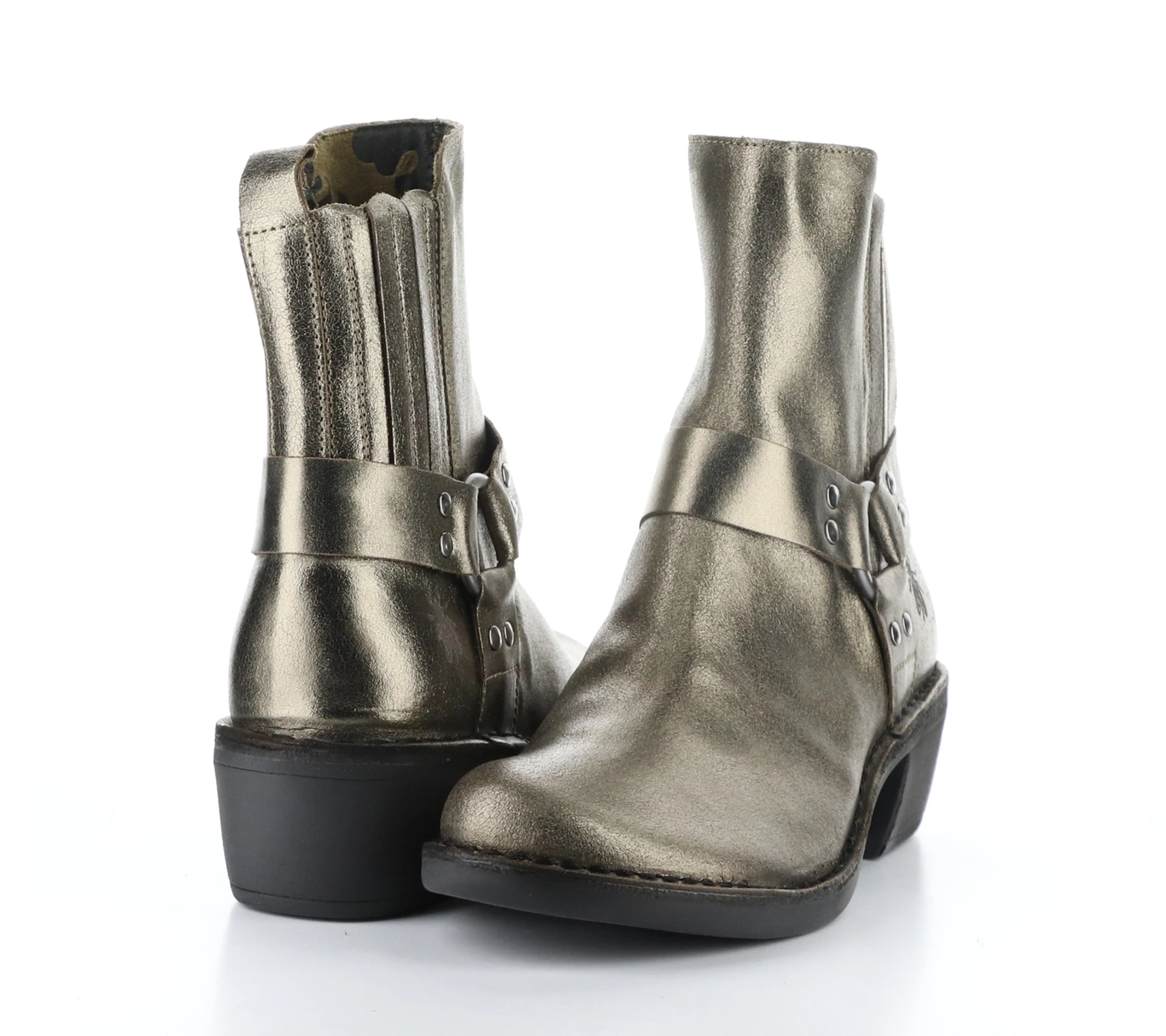 Fly London Metallic Leather Western Inspired Boot- Mebi