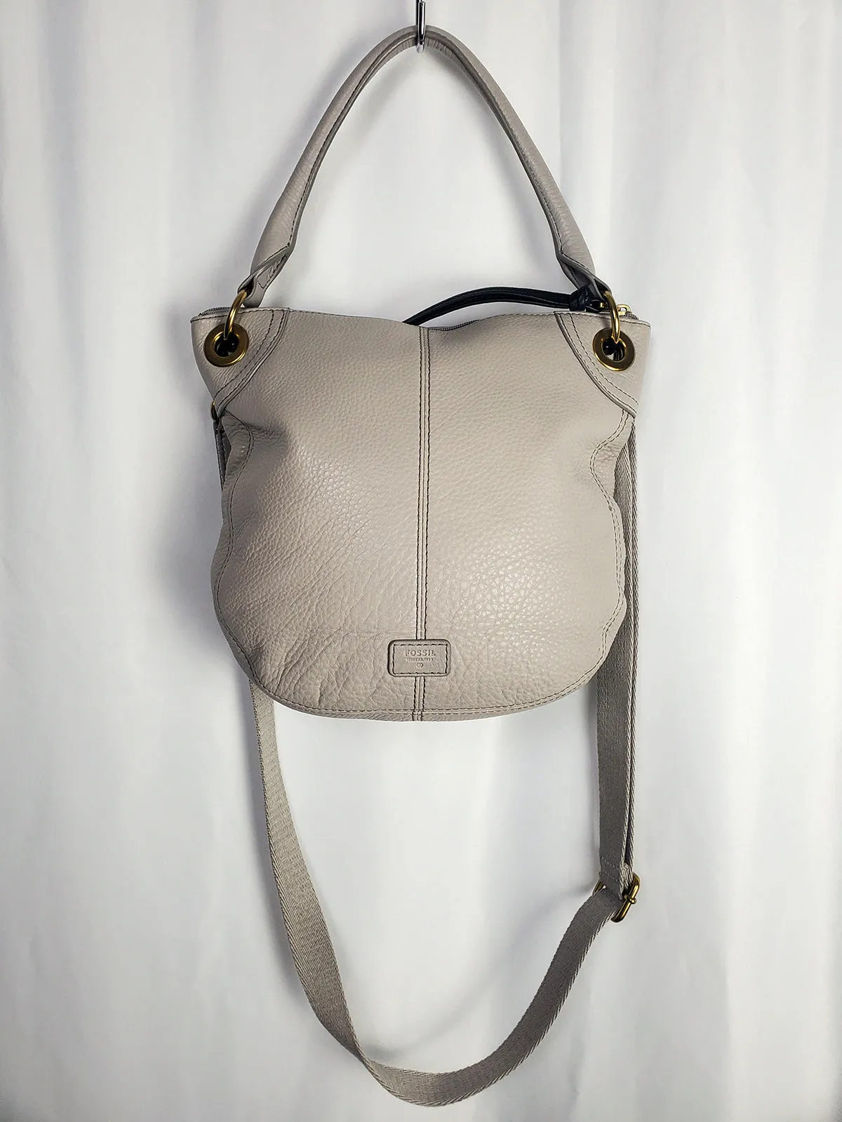 Fossil Gray & Black Leather Striped Cross-Body & Handbag