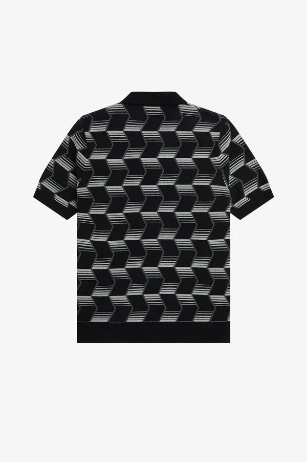 Fred Perry Chevron Knitted Polo - Black