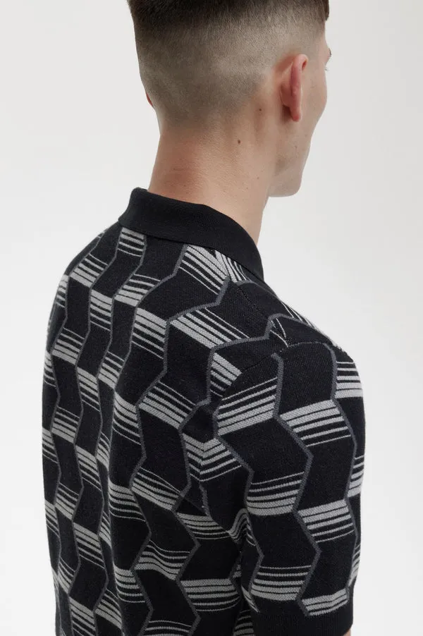 Fred Perry Chevron Knitted Polo - Black