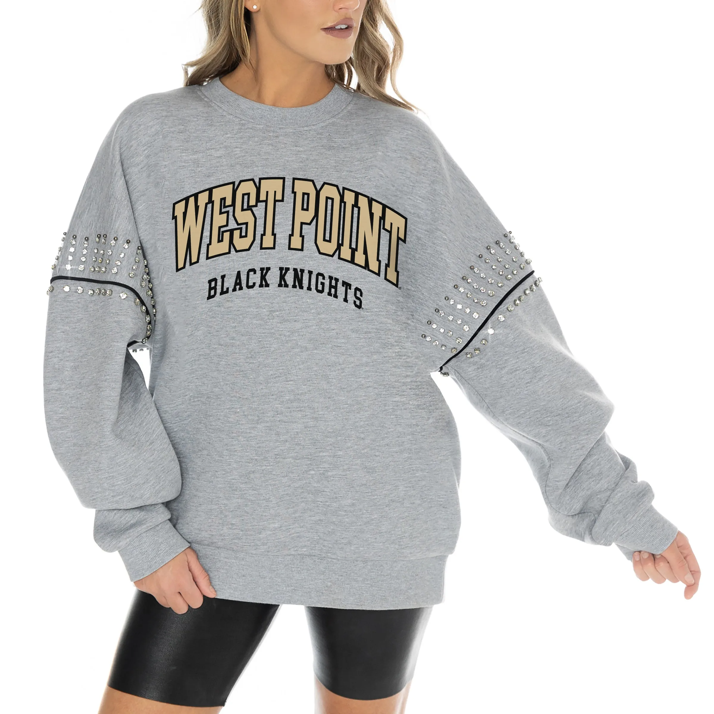 Gameday Couture Army Black Knights Women's Heather Gray Competitive Edge Oversized Fleece Pullover Sweatshirt