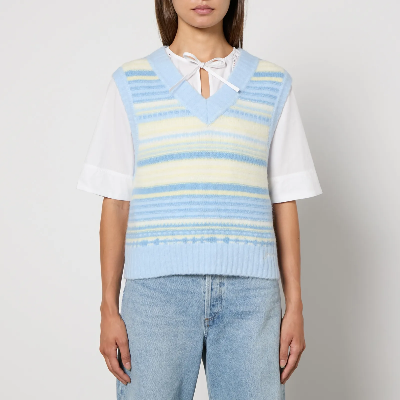 Ganni Striped Intarsia-Knit Vest - S | Coggles