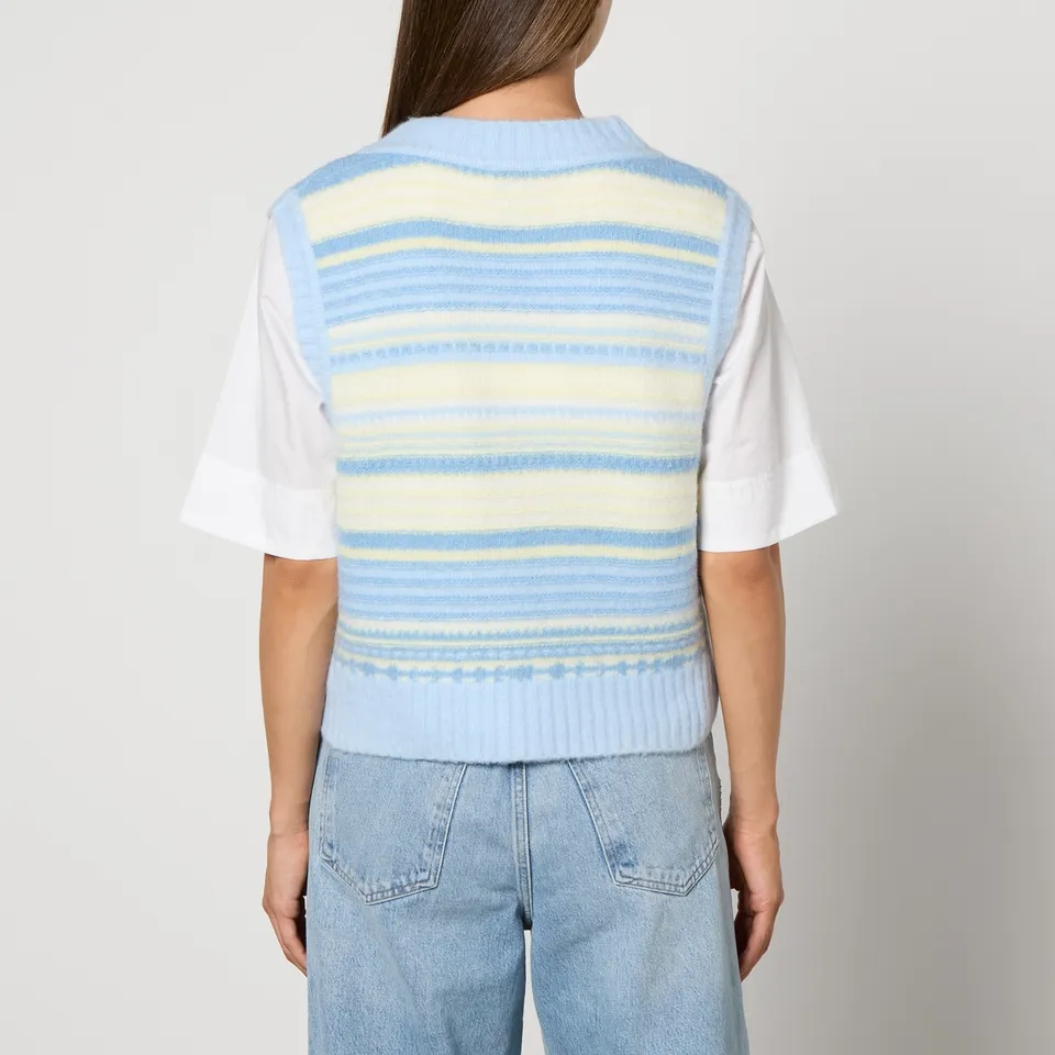 Ganni Striped Intarsia-Knit Vest - S | Coggles