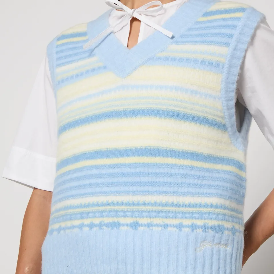 Ganni Striped Intarsia-Knit Vest - S | Coggles