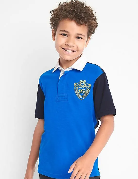 GAP Boys Blue Rugby Slub Polo